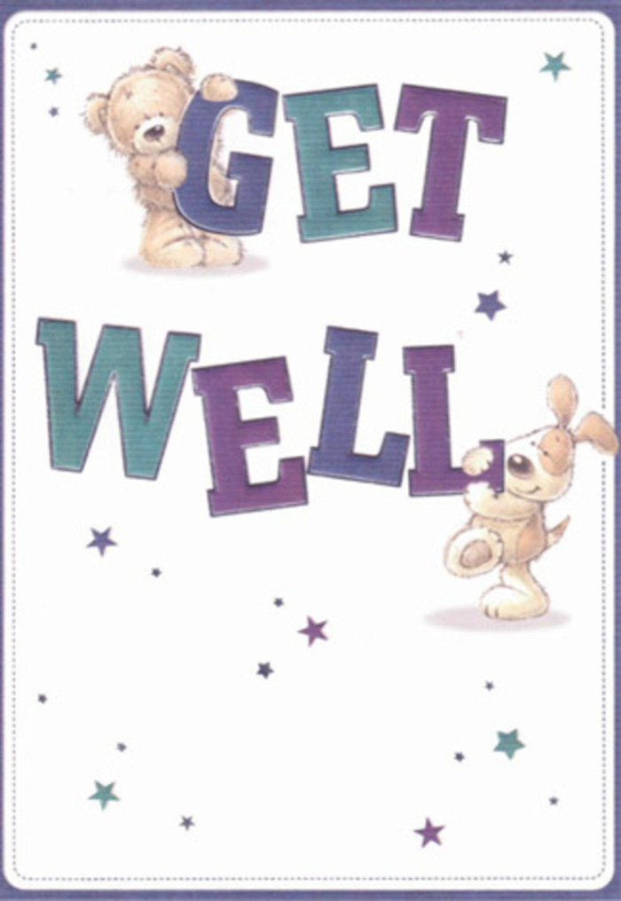 This get well card offers a heartfelt message of optimism and care, its spirit drawn from the friendly, lively atmosphere that characterises Mile End's neighbourhood gatherings. At the heart of the image, a whimsical bear and puppy share a quiet but powerful moment as they exchange well wishes, each gesture saturated with compassion and playful innocence. Star motifs swirl in gentle purples and blues, their scattered placement around the scene sending bursts of encouragement-the same feeling evoked by sending flowers from a trusted local florist. The typography is a celebration in itself: confident, large lettering shaded in deep amethysts and cool aquas, grounding the entire design in stability and cheer. Textured details-the bear's fluffy coat, the puppy's velvet-smooth ears-invite the imagination to reach out and touch, offering emotional comfort without the need for words. The luminous, soft-toned backdrop gives the illustration an uplifting clarity, like the first light over Regent's Canal. One can almost picture this card travelling together with a vibrant bouquet from Flowers Mile End, destined to bring a bit of gentle healing and reassurance to a friend recovering in the heart of East London.